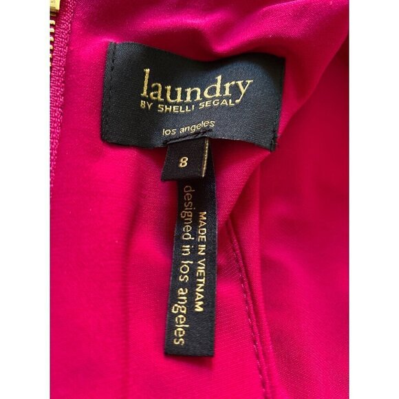 Laundry by Shelli Segal Fuchsia Mini Dress, V-Neckline Racerback Women's Size 8 - Picture 7 of 8